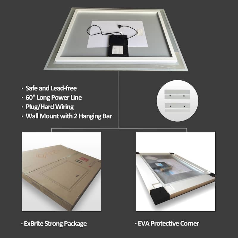 Clihome 48 X 36 Inch LED Lighted Bathroom Wall Mounted Mirror - 48"X36"