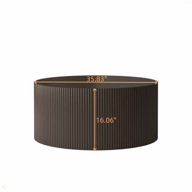 35.83" Stylish and Minimalist Modern Wave Stripe Round Coffee Table
