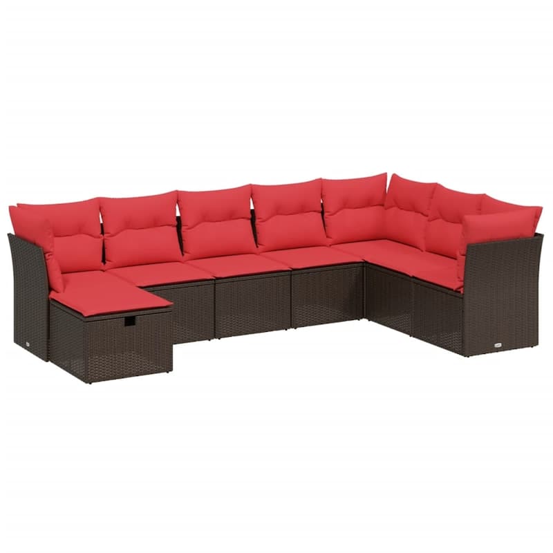 vidaXL Patio Sofa Set with Cushions Outdoor Conversation Furniture Poly Rattan - 24.4" x 24.4" x 27.2"