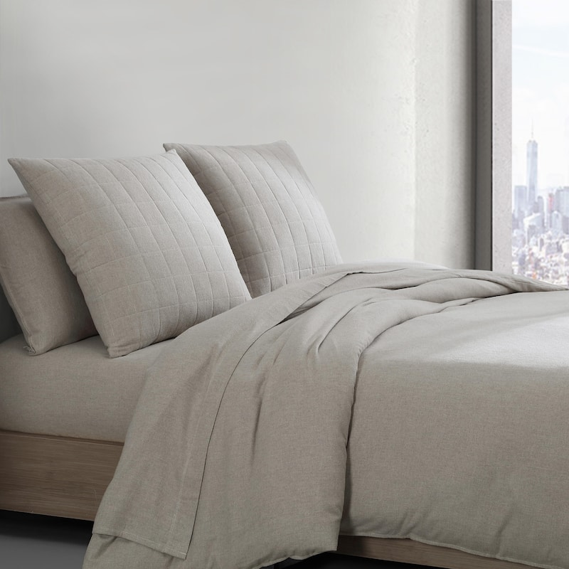 Calvin Klein Melange Cotton Flannel Solid 2 Piece Sham Set
