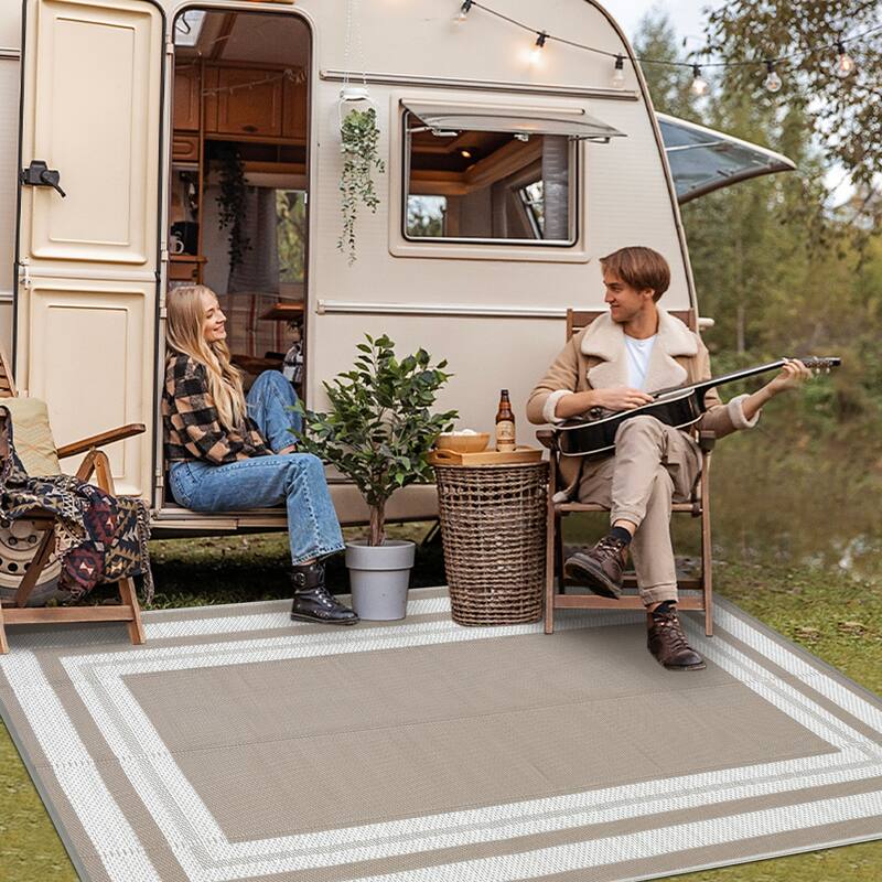 Outdoor Plastic Straw Rug Waterproof Outdoor Rug Reversible Plastic Camping Rugs for Patio Porch Deck Backyard