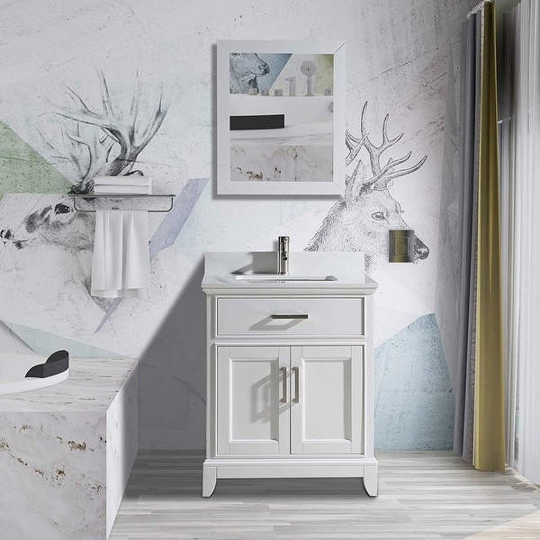 Vanity Art 24" Single Sink Bathroom Vanity Set with Engineered Marble