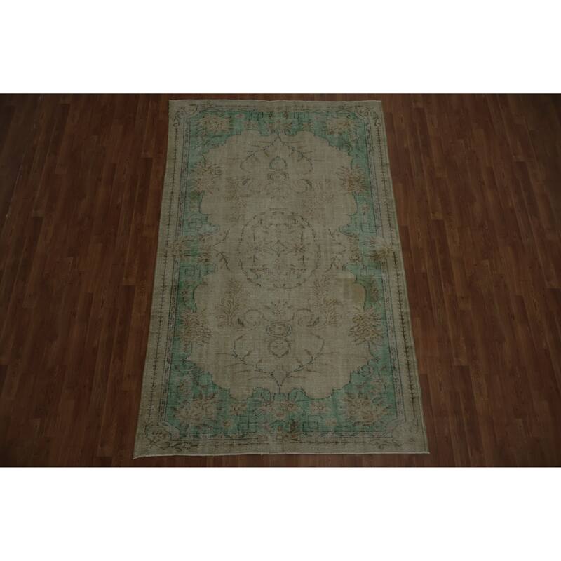 Hand Knotted Oriental 100% Wool Carpet Transitional Floral Beige & Ivories Anatolian Area Rug - 8' 3'' X 5' 3''