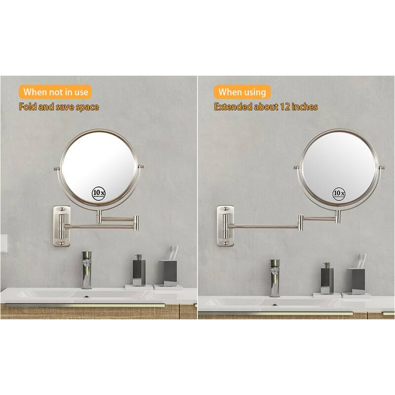10x/1x Wall Mounted Magnifying Mirror Double-Side Mirrors for Wall