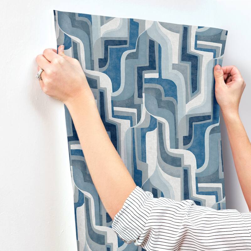 A-Street Prints Tulum Blue Surreal Shapes Wallpaper