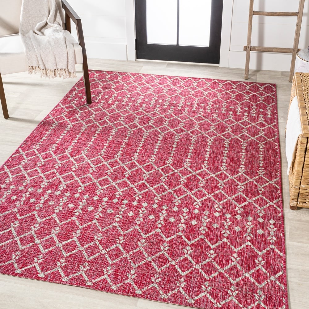 JONATHAN Y Trebol Moroccan Geometric Textured Weave Indoor/Outdoor Area Rug