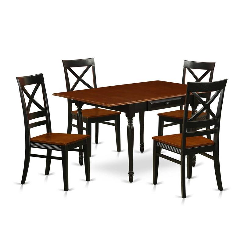 5-Piece Black and Cherry Finish Solid Wood Top - Dining Room Set (Seats-4)