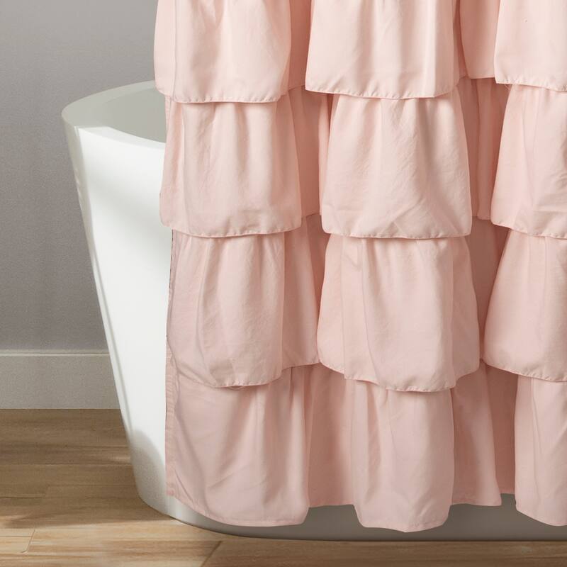 Lush Decor Ruffled Solid Color Shower Curtain