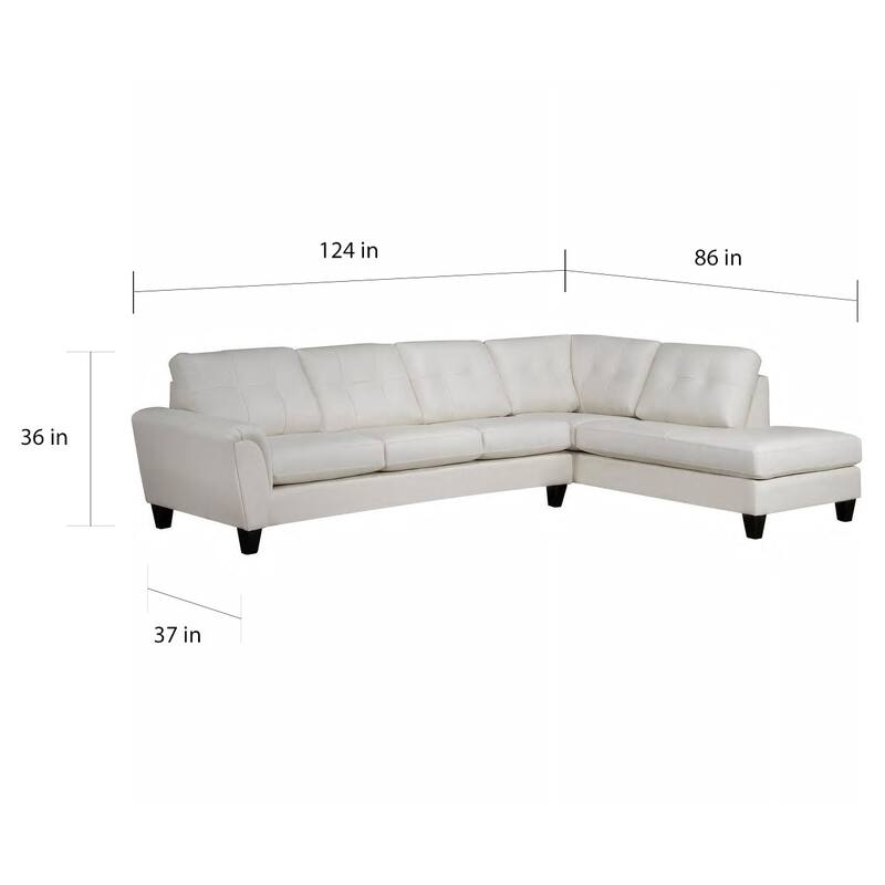 Tory Top Grain Leather Tufted Left/ Right-facing Sectional Sofa