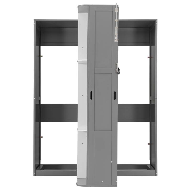 Rotating Queen Murphy Bed with Hidden Storage, Space-Saving Wall Bed for Home Office