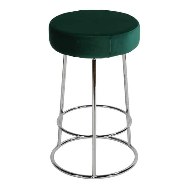Cortesi Home Bodiam Counterstool in Green Velvet and Chrome, 24" - On Sale - Overstock - 31864132