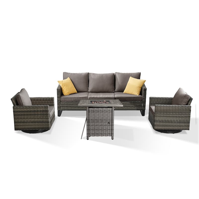 Outdoor Pocassy Sofa Chairs Set with Fire Table