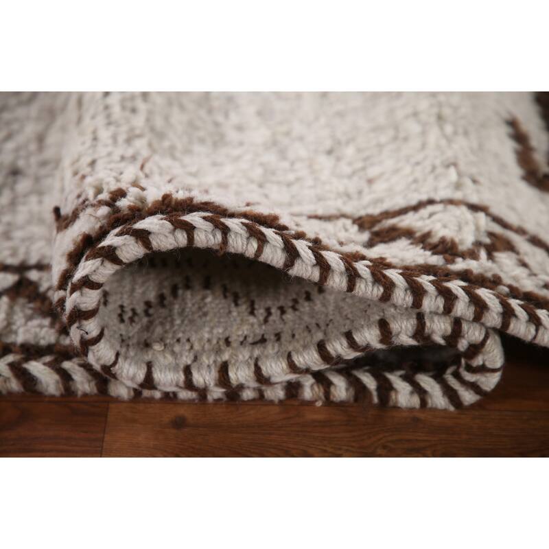 Natural Dye Beige Tribal Anatolian Runner Rug Hand-knotted Wool Carpet - 3'2"x 10'9"