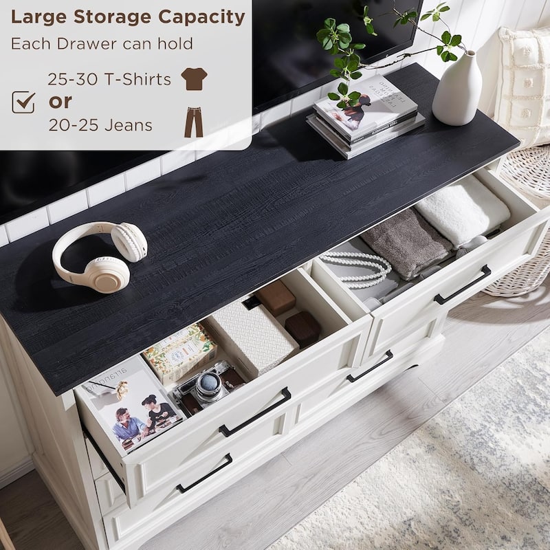 Farmhouse 8 Drawers Dresser Chests for Bedroom, Wood Chest of Drawers