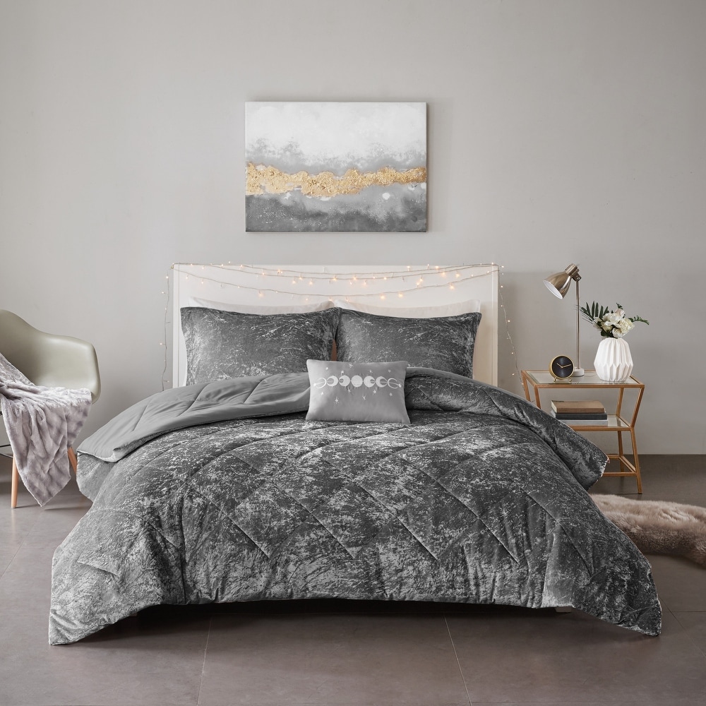 Grey Velvet Comforters and Sets Bed Bath Beyond