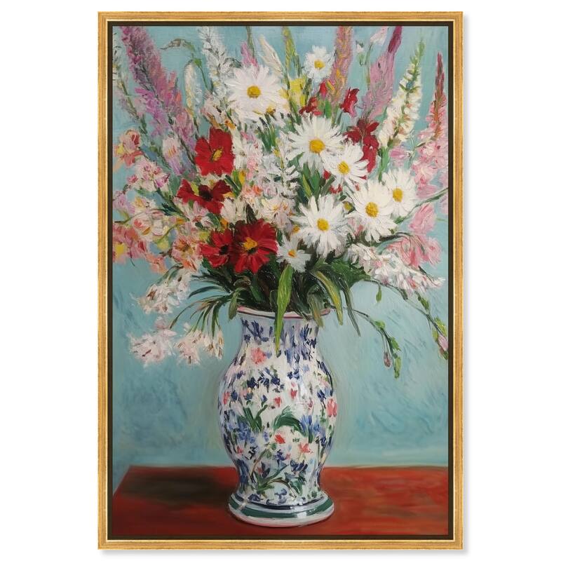 Flowers on a Table Canvas by Art Remedy - 10" x 15" - Gold