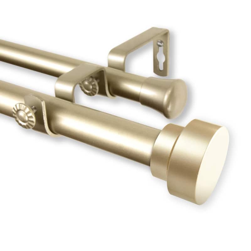 Double Curtain Rod 1" Adjustable Corner, Black Dual Rod 120-170" for Windows - M