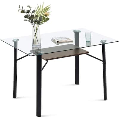 Mcombo Glass Dining Table Modern Rectangular Kitchen Table