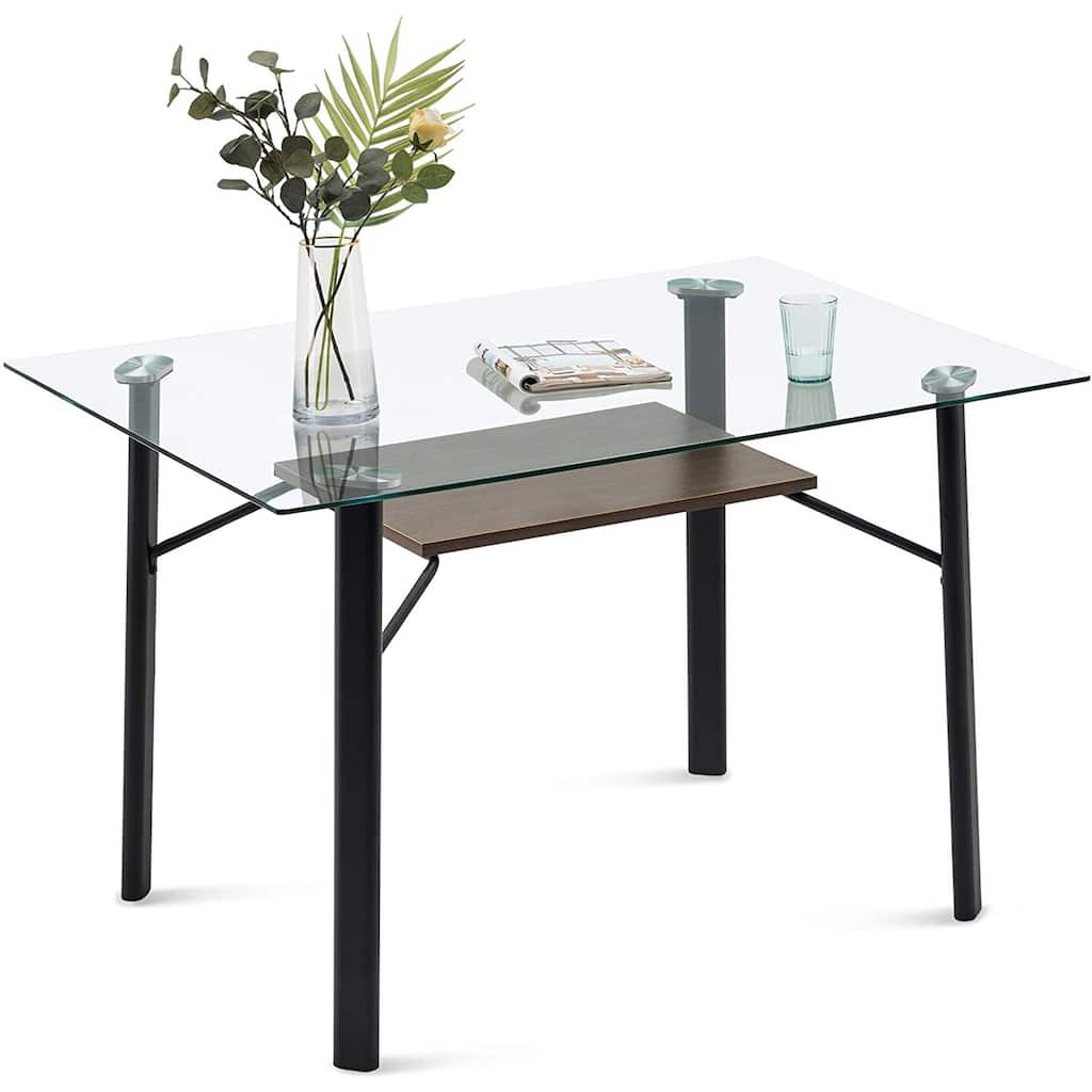 MCombo Modern Rectangular Glass Dining Table, Glass 5203