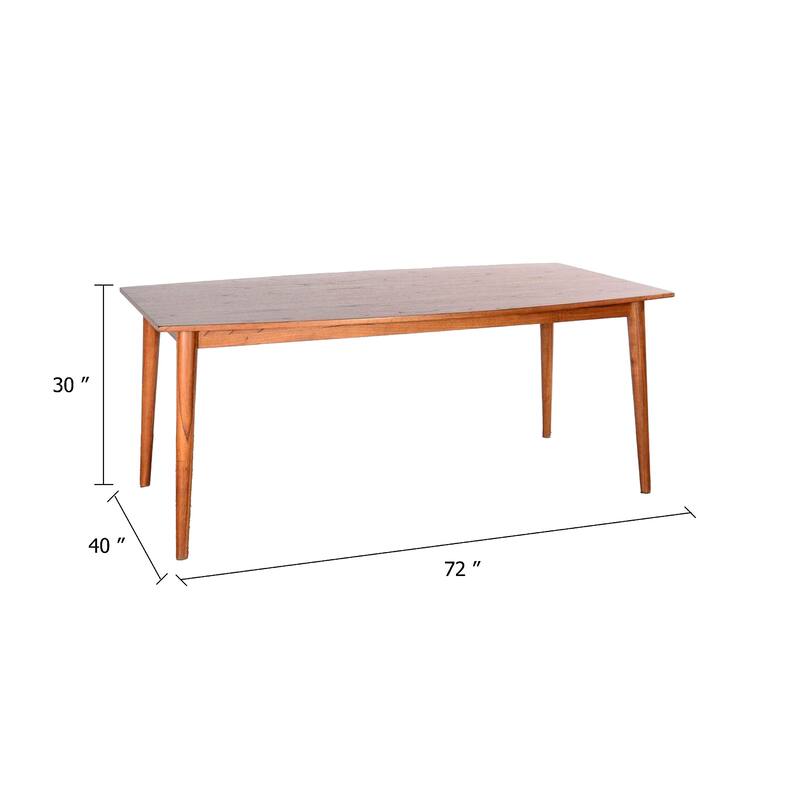 Amy Dining Table, 72 Inch Curved Edge Top, Cinnamon Brown Solid Wood - Cinnamon Brown