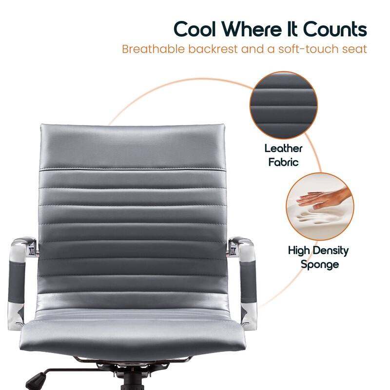 Harris Ergonomic Mid-Back Leather Office Chair with Metal Frame, Adjustable Height, Tilt Lock, and Swivel for Home Office