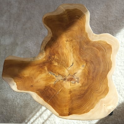 Greenage Solid Wood Teak Live Edge Natural Cut Coffee Table