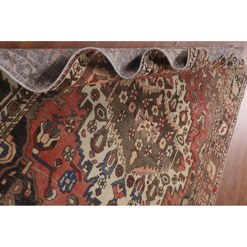 Bakhtiari Persian Vintage Area Rug Handmade Medallion Wool Carpet - 6'8"x 9'11"
