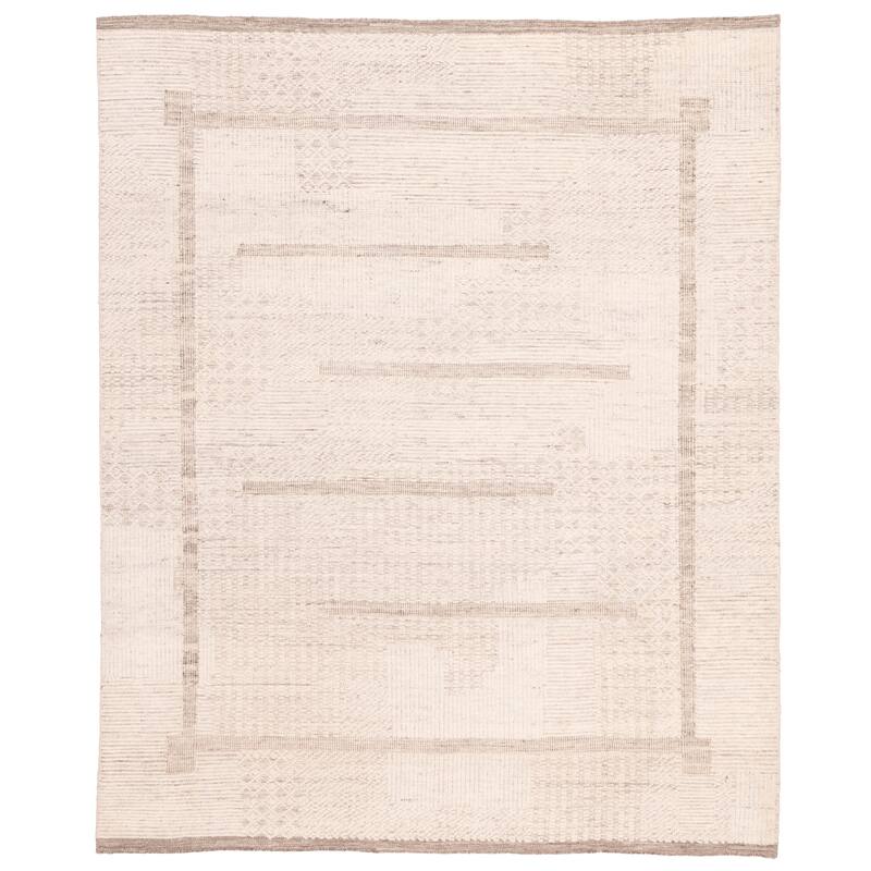 ECARPETGALLERY Hand-knotted Looma Cream Wool Rug - 8'2 x 10'1