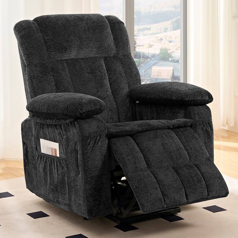 Mixoy Velvet Power Lift Recliner Chair,Dual Motor Heat Massage Electric Recliners Arm Chair with Remote