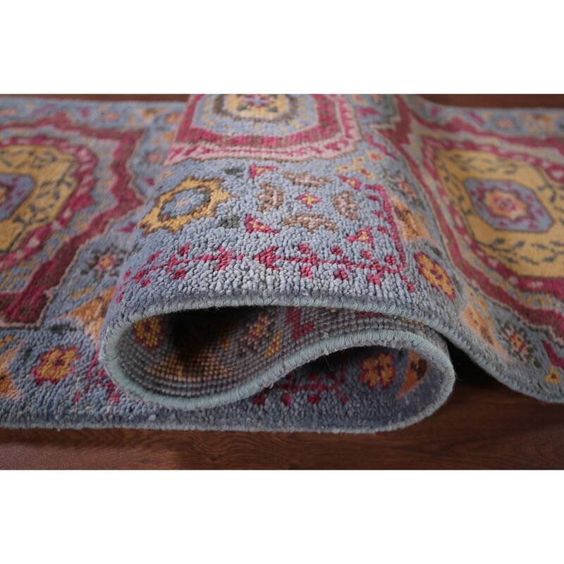 Blue Kazak Oriental Runner Rug Hand-Knotted Wool Carpet - 2'6"x 9'8"