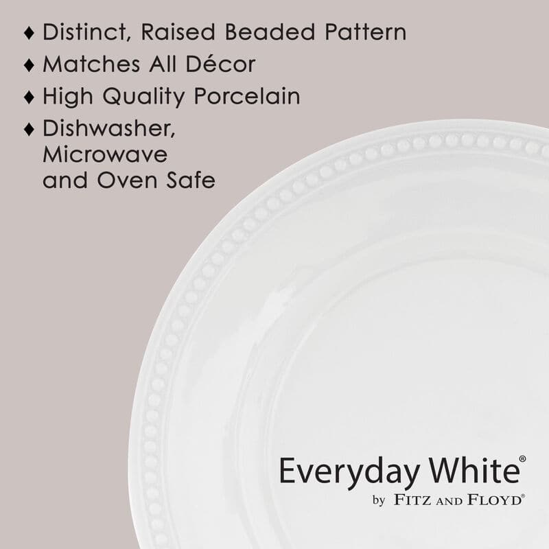 Everyday White Set of 4 Beaded Dinner Plate, 10.5-Inch - 10.5 Inch