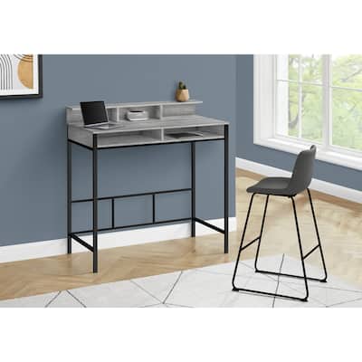 Modern Computer Desk with Hutch & Open Shelves