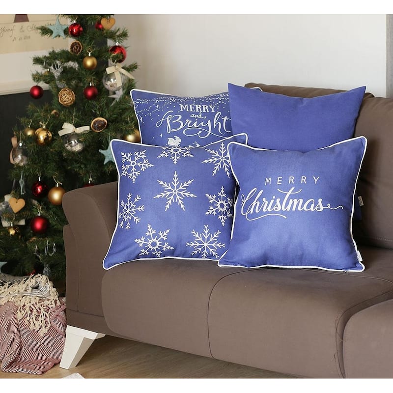 Christmas Throw Pillow Covers (Set of 4) - Blue