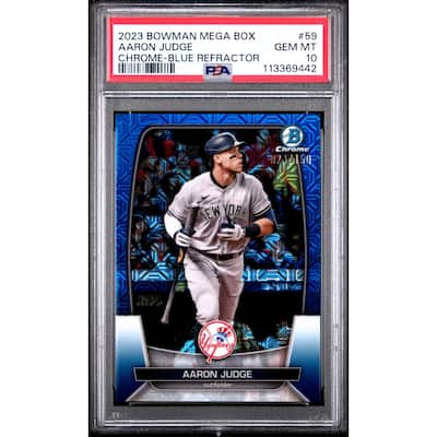Aaron Judge 2023 Bowman Chrome Mega Box Blue Refractor Card #59 PSA 10 24/150 - 8' x 11'