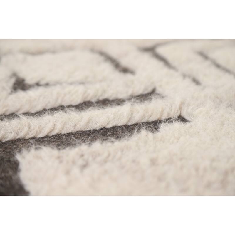 Trellis Moroccan Indian Area Rug Hand-Knotted Wool Carpet - 5'2"x 7'11"