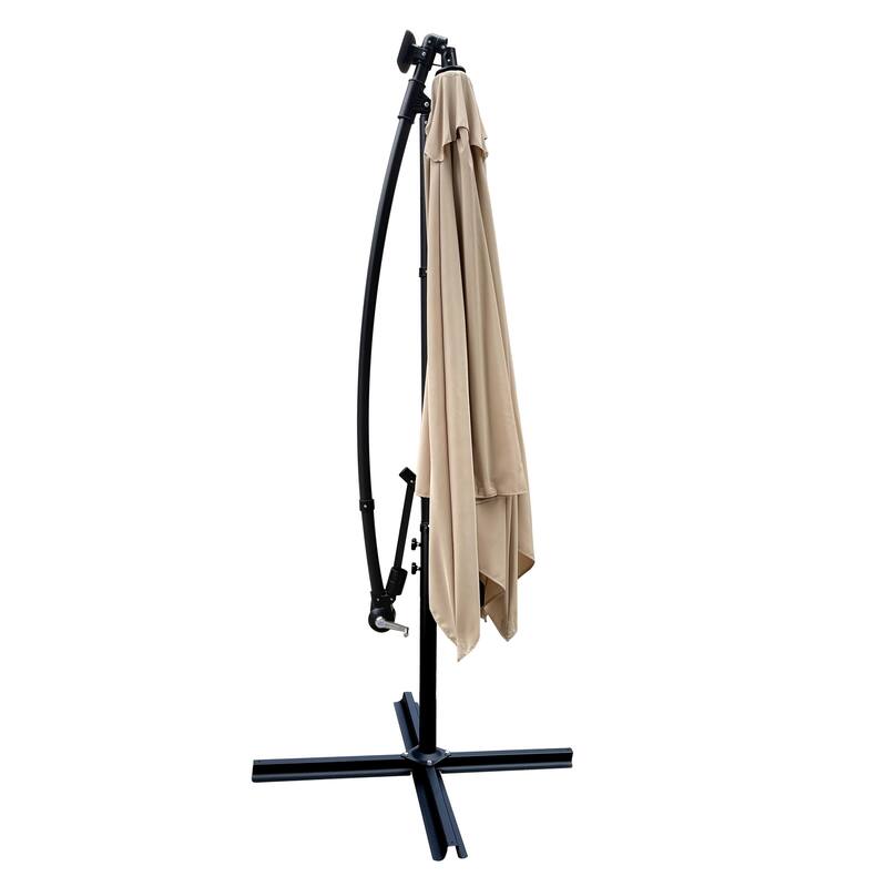 Square 2.5X2.5M Patio Umbrella Solar Powered LED Lighted Sun Shade Market Waterproof 8 Ribs Umbrella with Crank and Cross Base