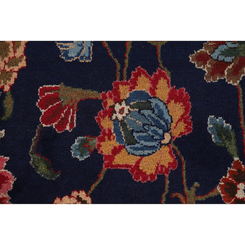 Navy Blue Vegetable Dye Tabriz Persian Large Rug Handmade Wool Carpet - 10'9" x 17'1"