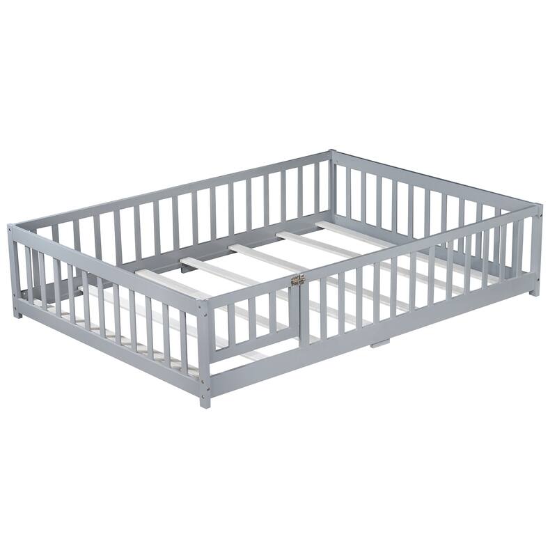 Floor Bed with Fence and Door,Perfect for Kids' Play,and Independence Promotion
