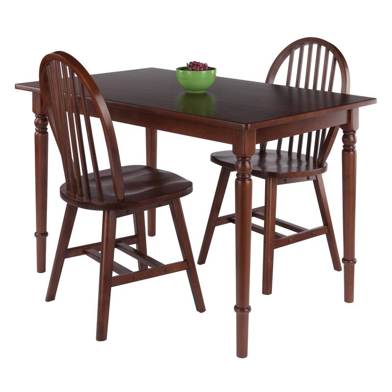 3pc Rectangular Dining Table with Windsor Chairs - 47.25" - Walnut Brown