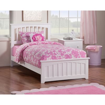 Mission Twin XL Foundation Bed Frame with Matching Footboard in White