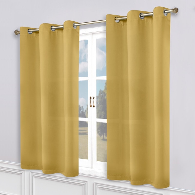 Superior Solid Machine Washable Room Darkening Grommet Blackout Curtains, Set of 2