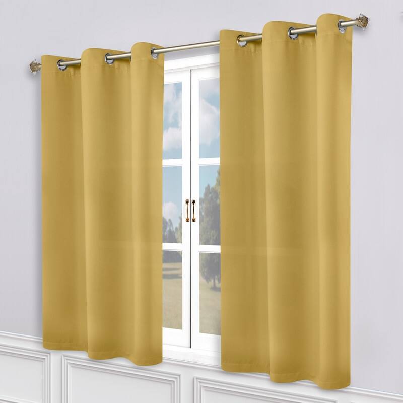 Superior Solid Machine Washable Room Darkening Grommet Blackout Curtains, Set of 2