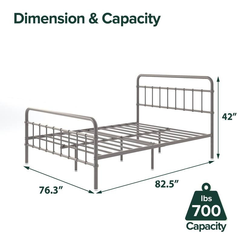 Priage by ZINUS Metal Platform Bed Frame - Grey - King