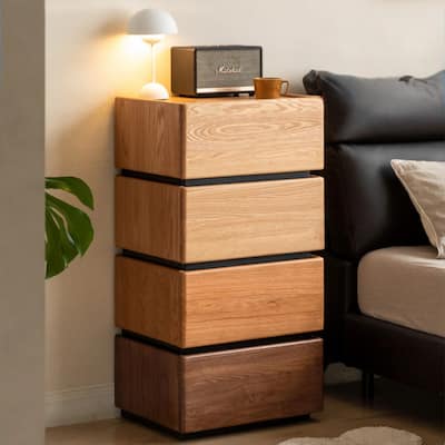 Farmhouse Wood Nightstand Modular Bedside Cabinet, Free Combination