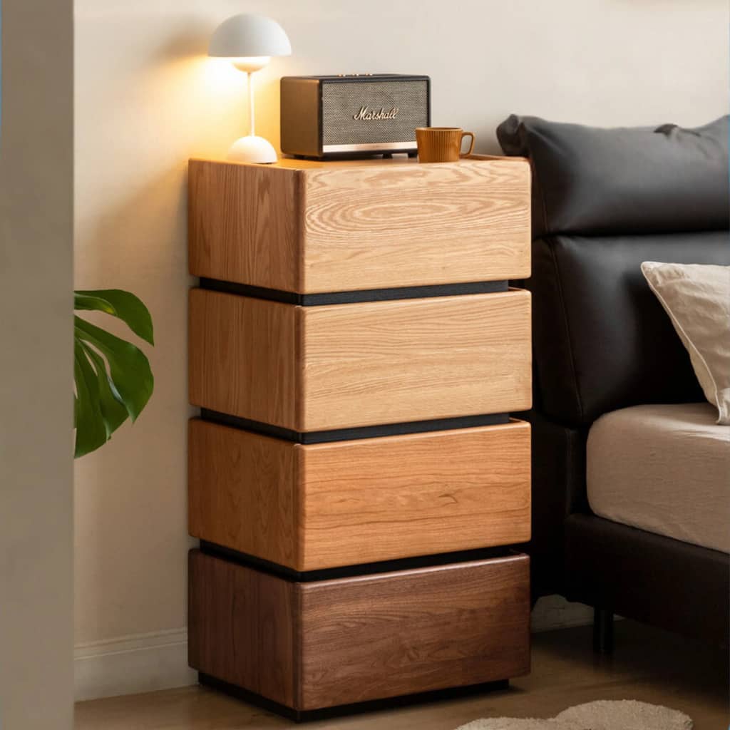 Farmhouse Wood Nightstand Modular Bedside Cabinet, Free Combination