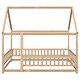 preview thumbnail 19 of 71, Floor Wooden Bed with House Roof and Fence Guardrails for Kids' Bedroom