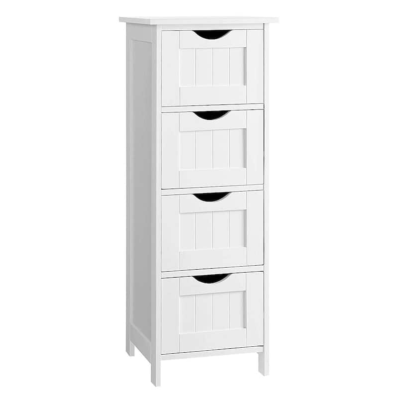 White Bathroom Storage Cabinet, Freestanding Office Cabinet with Drawers - 11.8"L x 11.8"W x 32.3"H