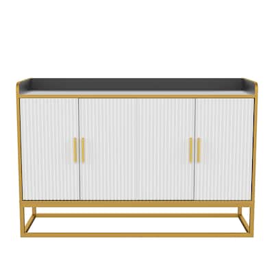 Modern Kitchen Sideboard Buffet Cabinet, Free Standing Large Storage Space Storage Cabinet With Safe Countertop Fence