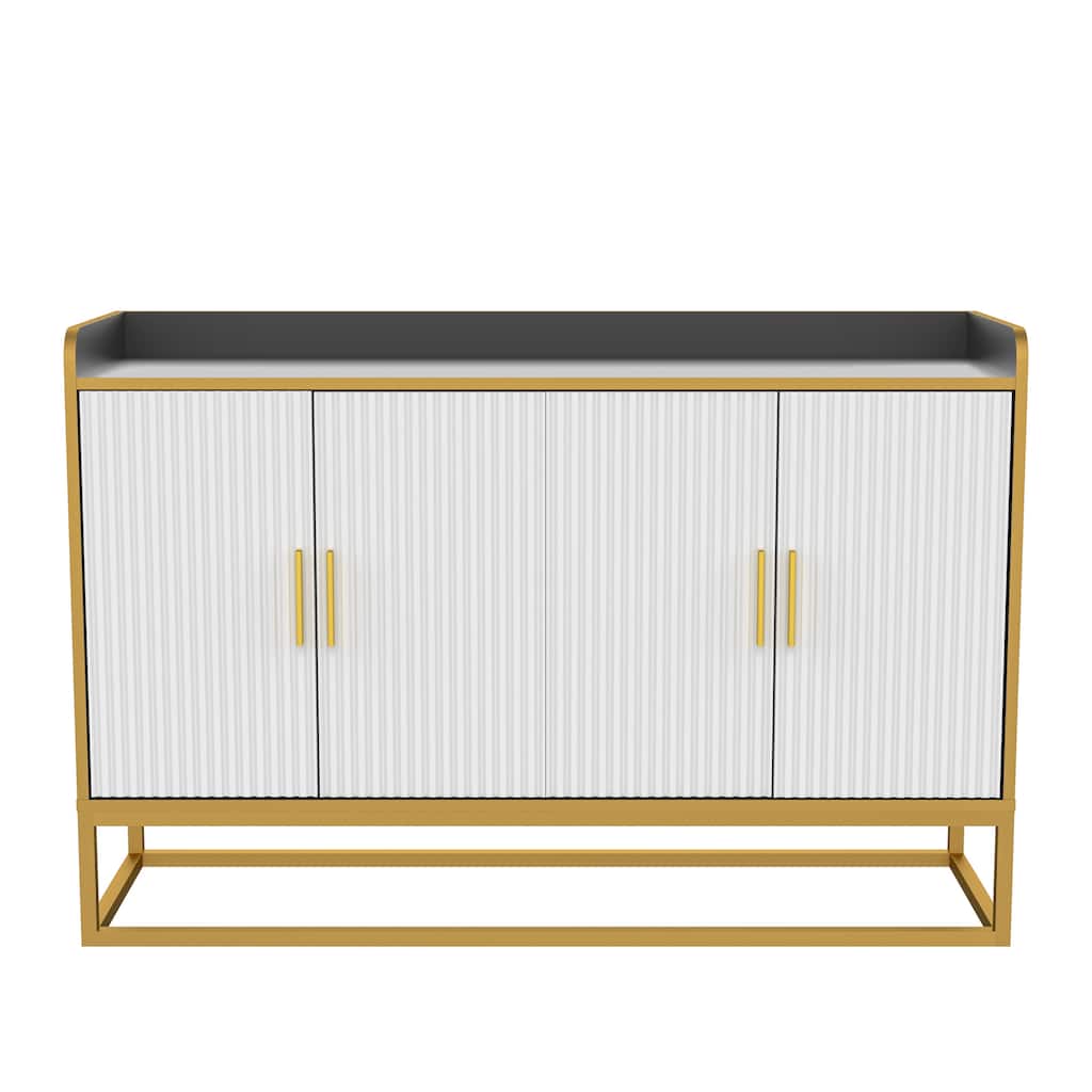 Modern Kitchen Sideboard Buffet Cabinet, Free Standing Large Storage Space Storage Cabinet With Safe Countertop Fence