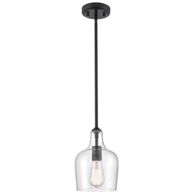 Rieti Modern Rod-Hung Pendant Light w/ Clear Glass Shade, 1-Light